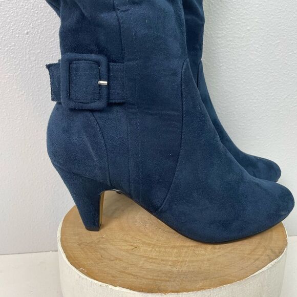 Bella Bita Blue Heeled Boots with Plush Texture Size 7.5W EUC - Picture 2 of 10